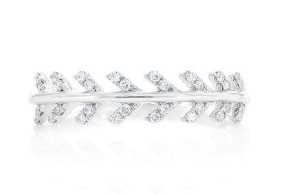 LEAF STACKABLE WEDDING BAND 14K SOLID GOLD .15CTW