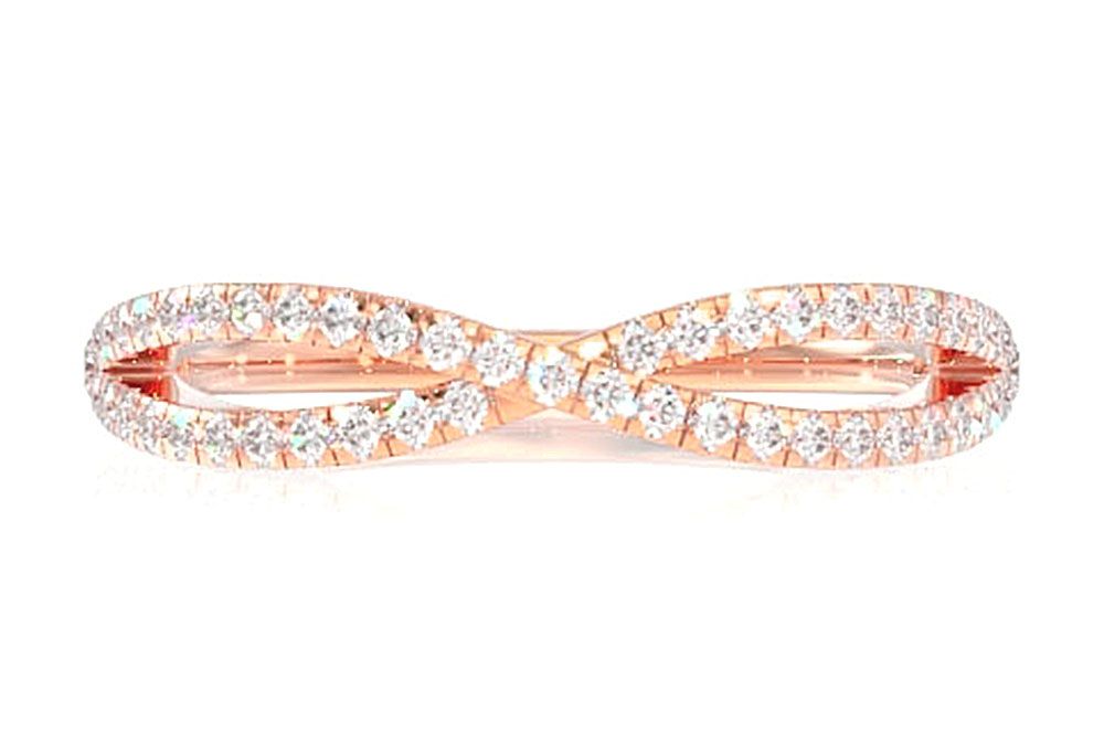 Inel Infinity Crossover cu Diamante, Aur Masiv de 14K, 0.25CT