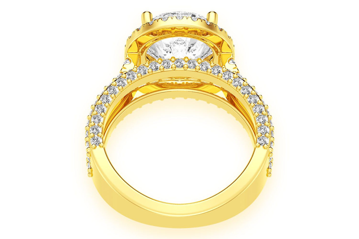 TRIPP - 3.00CT ROUND SOLITAIRE - THREE ROW - DIAMOND ENGAGEMENT RING