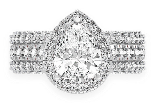 2.00CT PEAR SOLITAIRE - THREE ROW - DIAMOND ENGAGEMENT RING