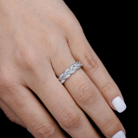 BRAIDED DIAMOND BAND 14K SOLID GOLD 0.33CTW