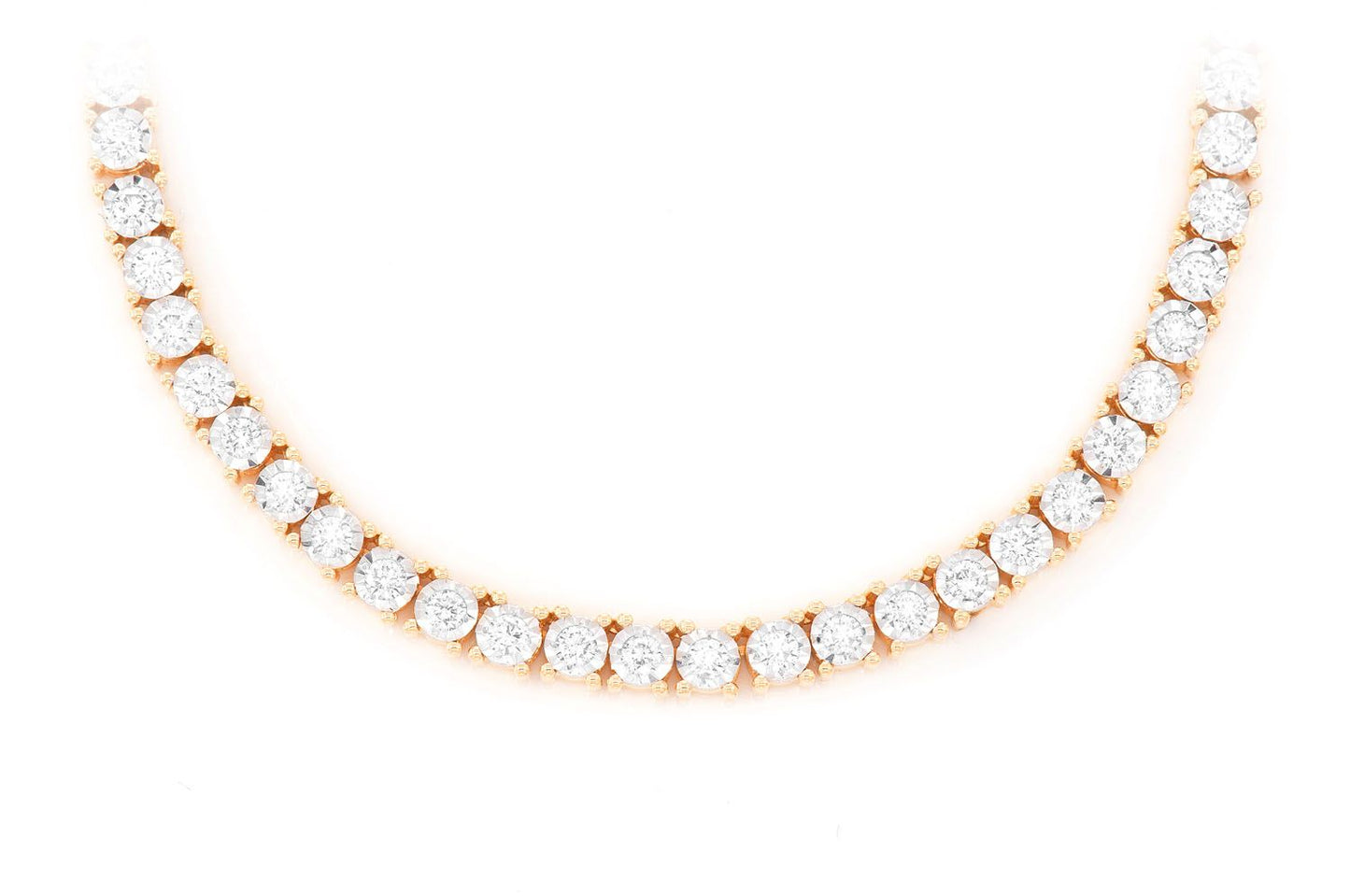 6PT MIRACLE SET DIAMOND TENNIS NECKLACE 14K SOLID GOLD 8.95CTW