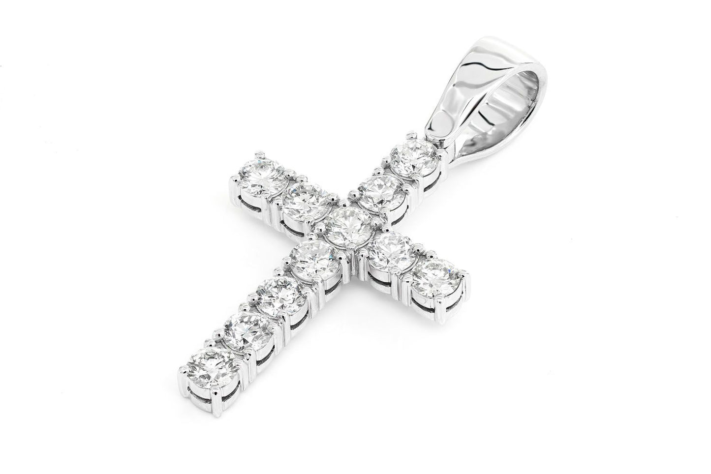 PANDANT SOLITAIRE CRUCE CU DIAMANT AUR MASIV DE 14K 3.25CTW