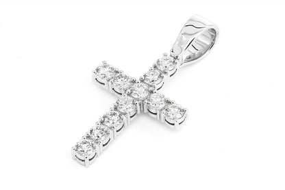 PANDANT SOLITAIRE CRUCE CU DIAMANT AUR MASIV DE 14K 3.25CTW