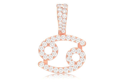 CANCER ZODIAC DIAMOND PENDANT 14K SOLID GOLD 0.87CTW
