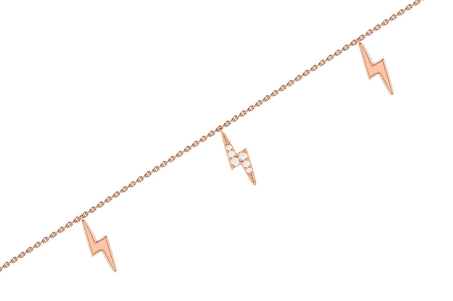 LIGHTNING BOLT DANGLE DIAMOND BRACELET 14K SOLID GOLD 0.10CTW