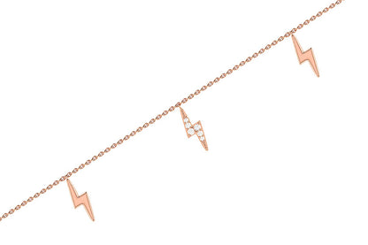 LIGHTNING BOLT DANGLE DIAMOND BRACELET 14K SOLID GOLD 0.10CTW