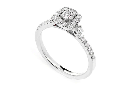 SINGLE BAND DIAMOND HALO ENGAGEMENT RING - 14K SOLID GOLD - 1.00CTW