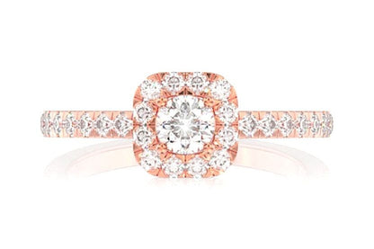 THAV - 0.75CTW SQUARE HALO - DIAMOND ENGAGEMENT RING
