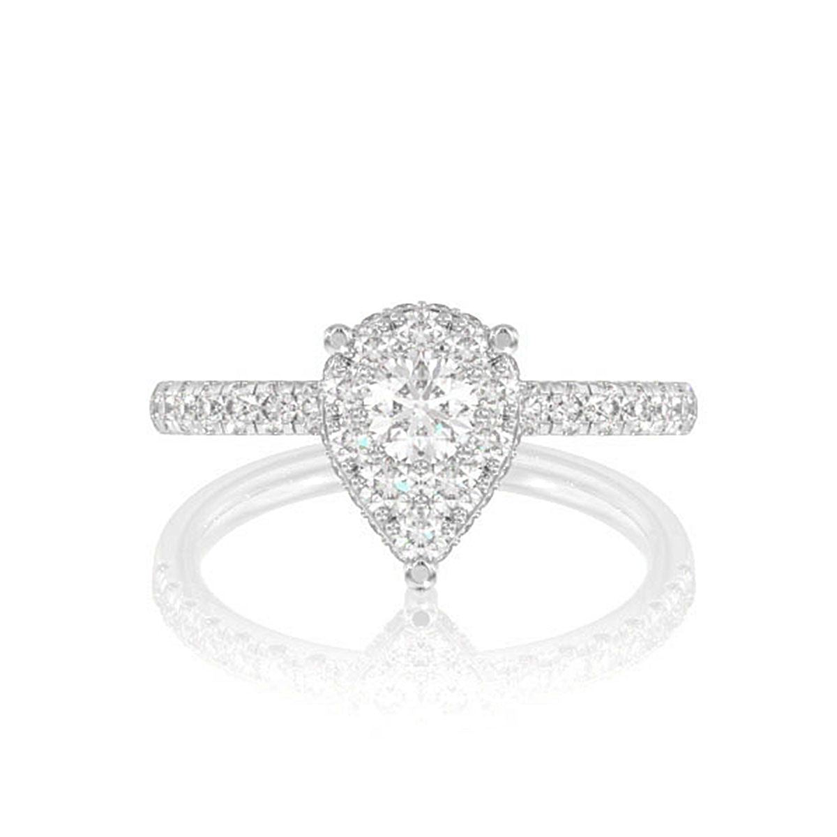 0.75CTW PEAR CLUSTER DIAMOND ENGAGEMENT RING 14K SOLID GOLD