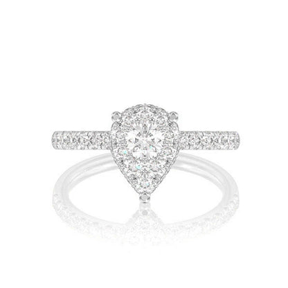 0.75CTW PEAR CLUSTER DIAMOND ENGAGEMENT RING 14K SOLID GOLD