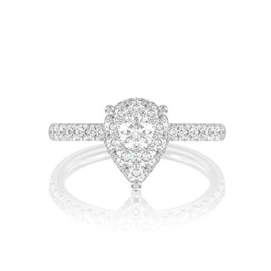 0.75CTW PEAR CLUSTER DIAMOND ENGAGEMENT RING 14K SOLID GOLD