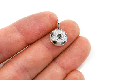 SOCCER BALL FUTBOL DIAMOND PENDANT 14K SOLID GOLD .25CTW