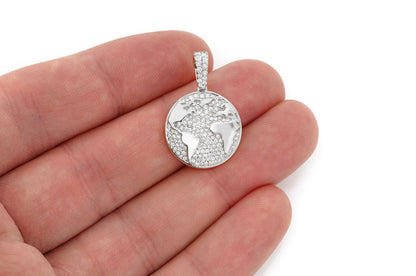 Pandantiv Globe cu Diamant, Aur Masiv de 14K, 0.75ct