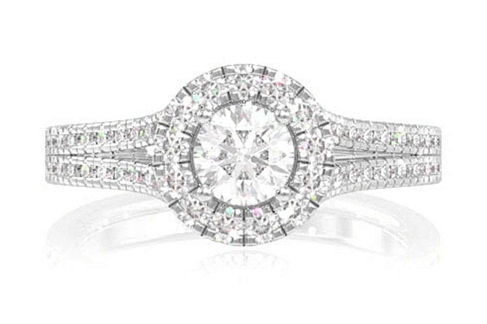 INEL DE LOGODNĂ SOLITAIRE ROTUND CU DIAMANT ȘI TIJĂ DESPĂRȚITĂ 1.05CTW - AUR MASIV DE 14K