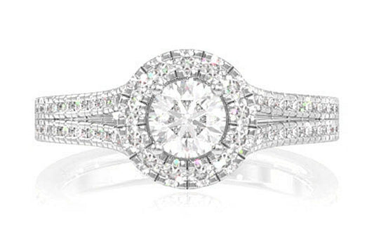 ROUND SOLITAIRE SPLIT SHANK DIAMOND ENGAGEMENT RING 1.05CTW - 14K SOLID GOLD