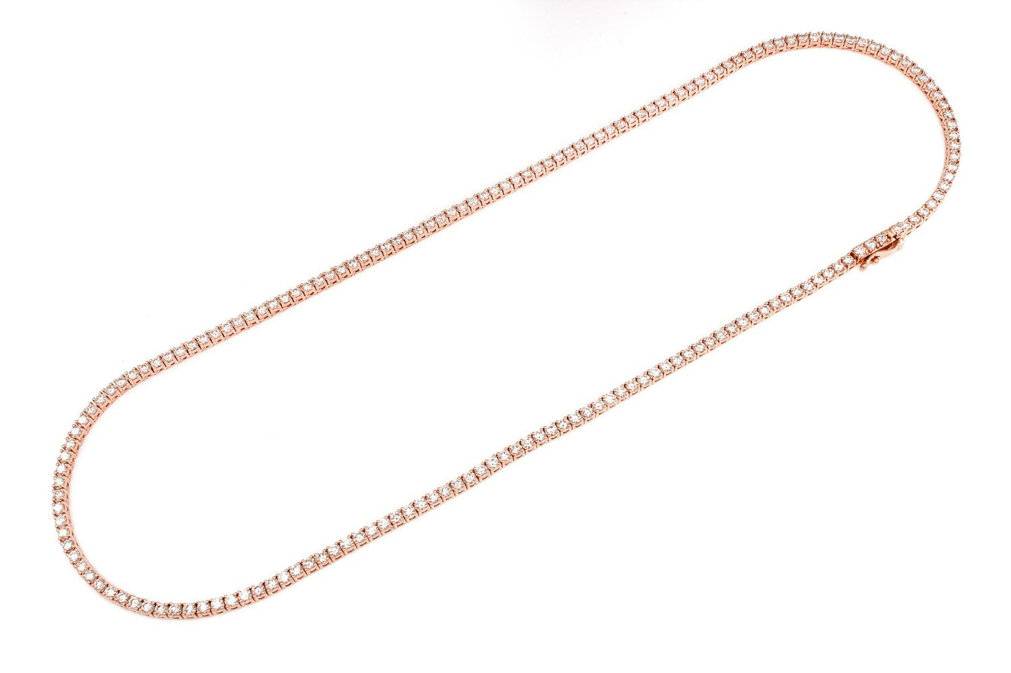 7PT PRONG SET TENNIS NECKLACE 14K   13.50CTW