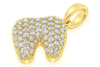 PANDANT DINTE CU DIAMANT ȘI DENTIST, AUR MASIV DE 14K, 0,50 CT