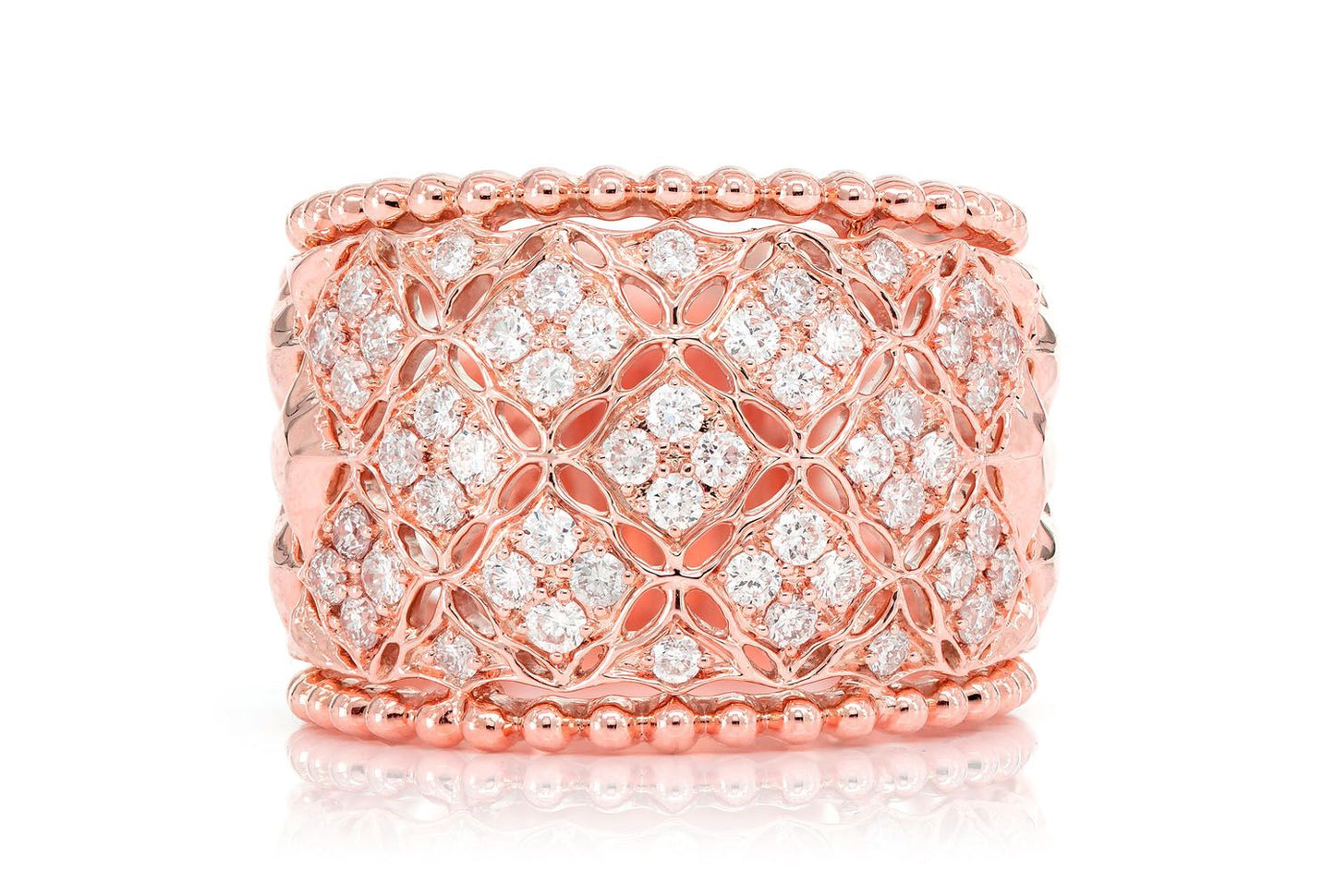 FLORAL WEAVED DIAMOND BAND 14K SOLID GOLD 0.70CTW