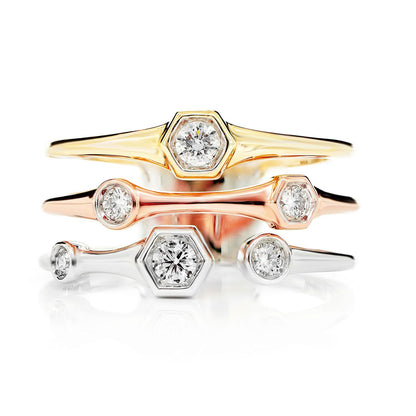 TRI COLOR SCATTERED GYPSY SET DIAMOND MULTI ROW RING 14K SOLID GOLD 0.33CTW