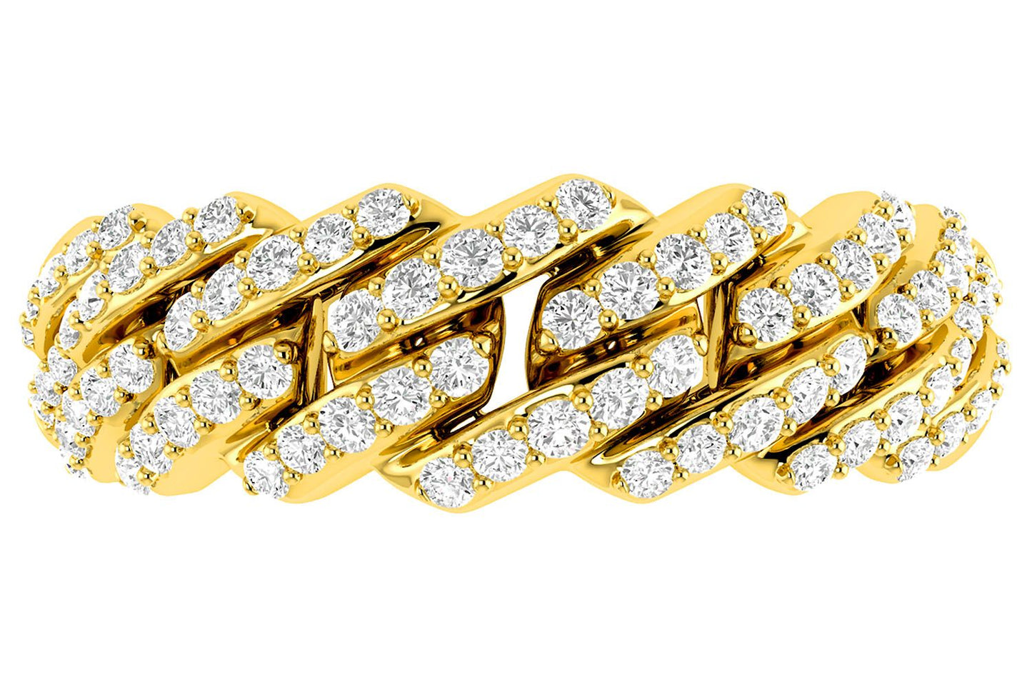 GRADUATED RAISED CUBAN LINK DIAMOND RING 0.50CTW 14K SOLID GOLD
