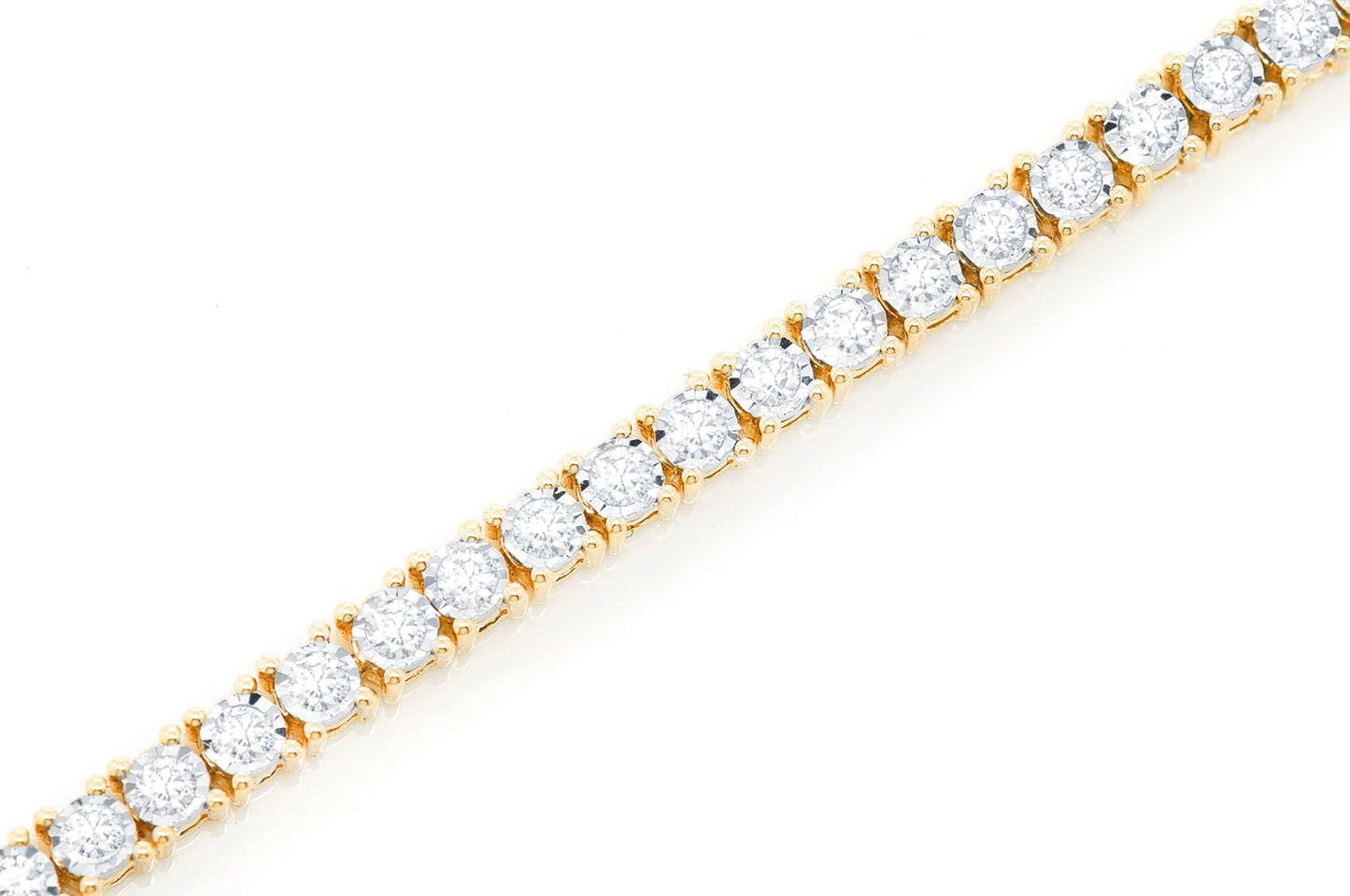 2PT MIRACLE SET DIAMOND BRACELET 14K SOLID GOLD 1.25CTW