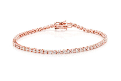 BRĂȚARĂ TENIS CU 3 PIELE, SET DIAMANTE, AUR MASIV DE 14K, 2,50 CT