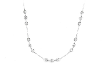 TRIO BEZEL SET DIAMOND NECKLACE CONNECTED 14K SOLID GOLD 3.65CTW
