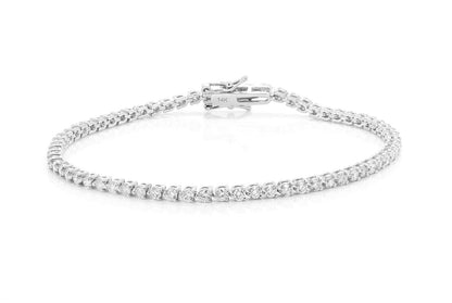 BRĂȚARĂ TENIS CU 3 PIELE, SET DIAMANTE, AUR MASIV DE 14K, 2,50 CT
