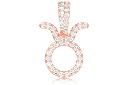 Pandantiv Zodiac Taur cu Diamant Aur Masiv de 14K 0.75CT