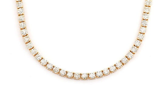 14PT PRONG SET TENNIS NECKLACE 14K SOLID GOLD 23.00CTW