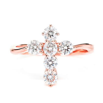 POINTED CROSS DIAMOND RING 14K SOLID GOLD 0.90CTW