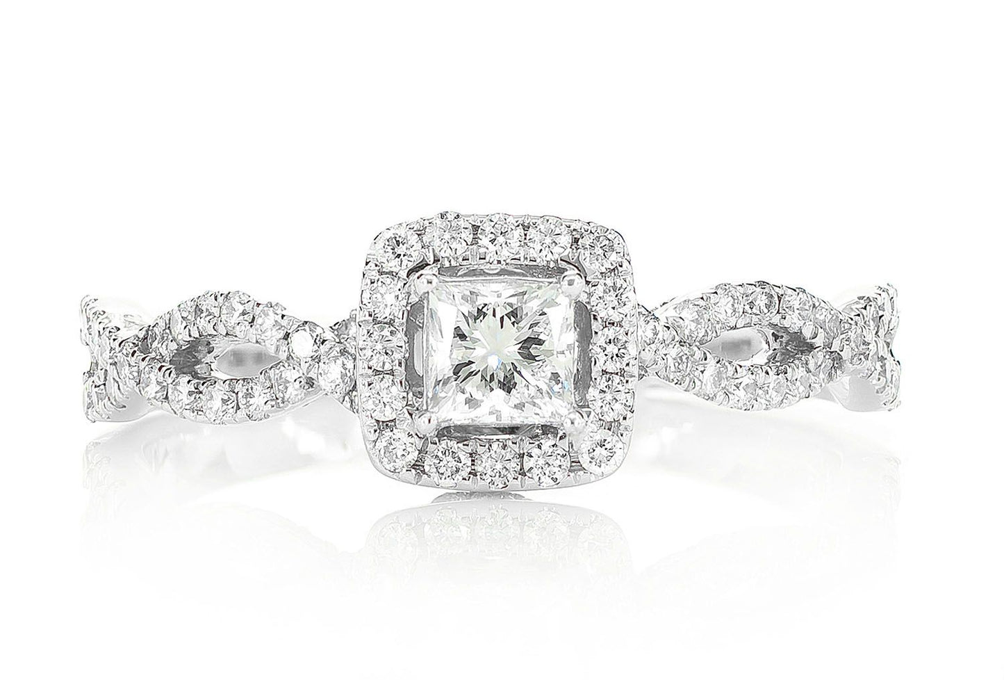 0.85CTW PRINCESS HALO TWIST SHANK - DIAMOND ENGAGEMENT RING
