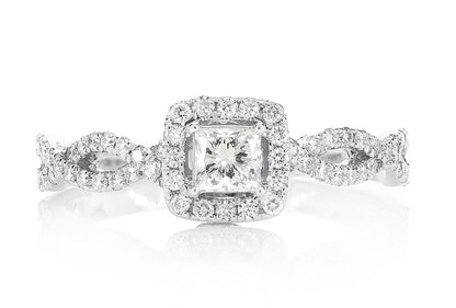 0.85CTW PRINCESS HALO TWIST SHANK - DIAMOND ENGAGEMENT RING