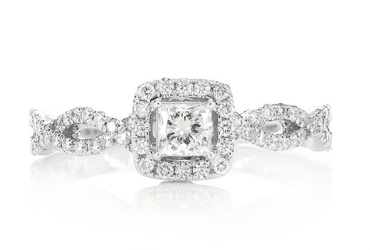 0.85CTW PRINCESS HALO TWIST SHANK - DIAMOND ENGAGEMENT RING