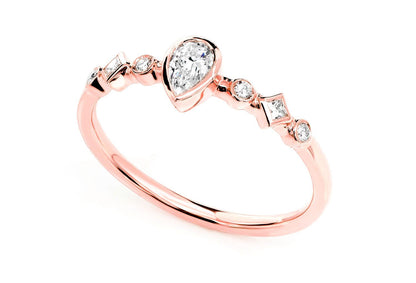 0.30CTW DIAMOND PEAR BEZEL GEOMETRIC SHANK ENGAGEMENT RING