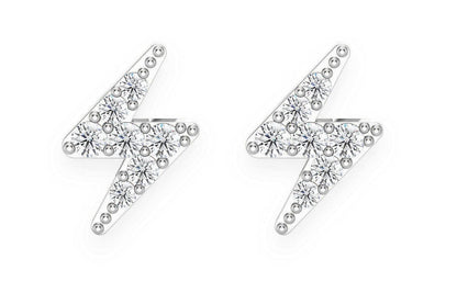 LIGHTNING BOLT STUD DIAMOND EARRINGS 14K SOLID GOLD 0.10CTW