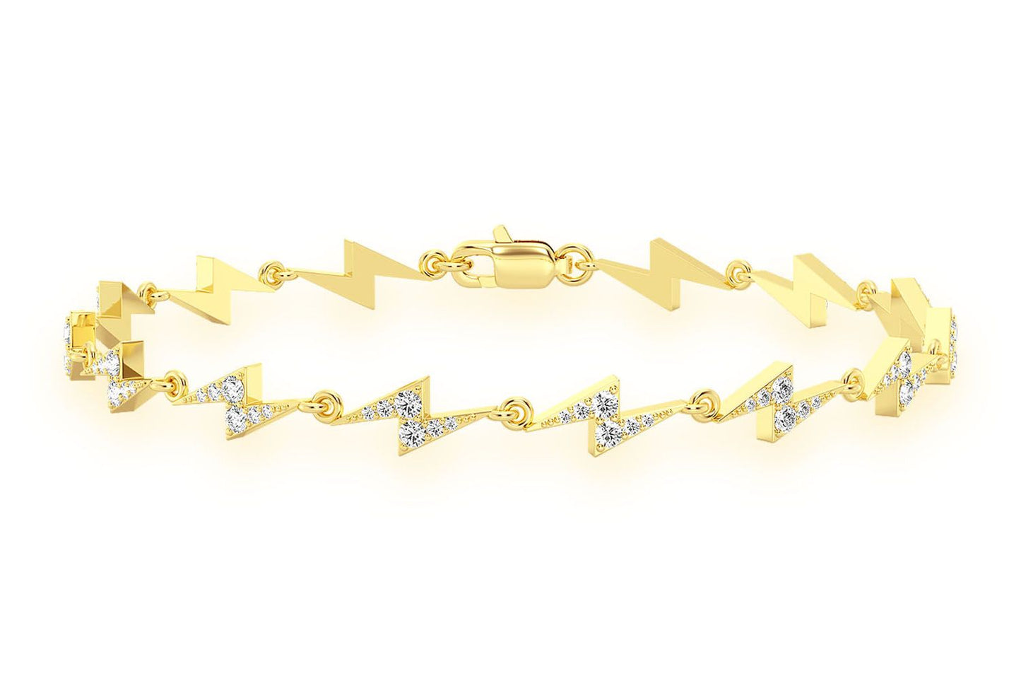 LIGHTNING BOLT ETERNITY DIAMOND BRACELET 14K SOLID GOLD 1.25CTW