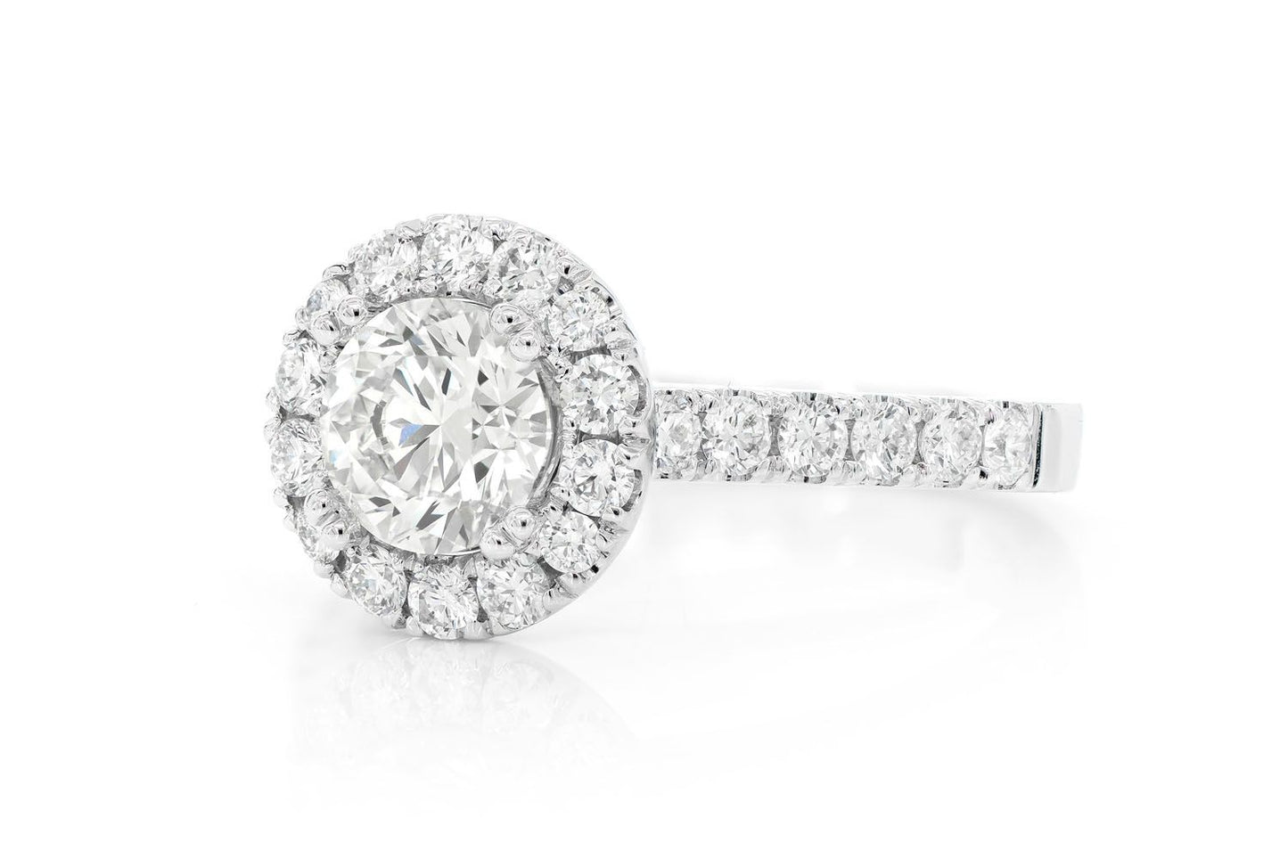 1.00CT ROUND SOLITAIRE - HALO - DIAMOND ENGAGEMENT RING