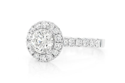 1.00CT ROUND SOLITAIRE - HALO - DIAMOND ENGAGEMENT RING