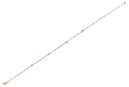 BEAD BEZEL DIAMOND STATION BRACELET 14K SOLID GOLD 0.10CTW