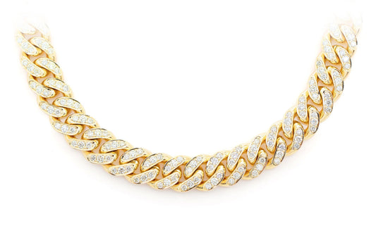 COLIER CU LEGĂTURĂ CUBANĂ MIAMI DE 8 MM, AUR MASIV DE 14K, 9.00 CT