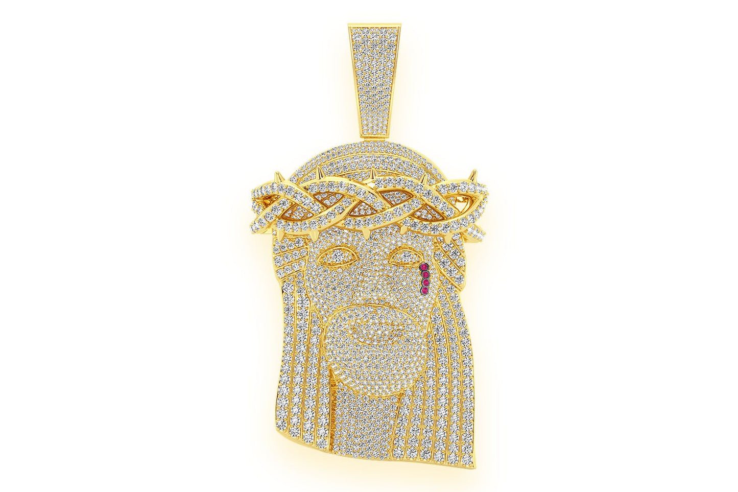 JESUS OF NAZARETH DIAMOND PENDANT 14K SOLID GOLD 22.25CTW