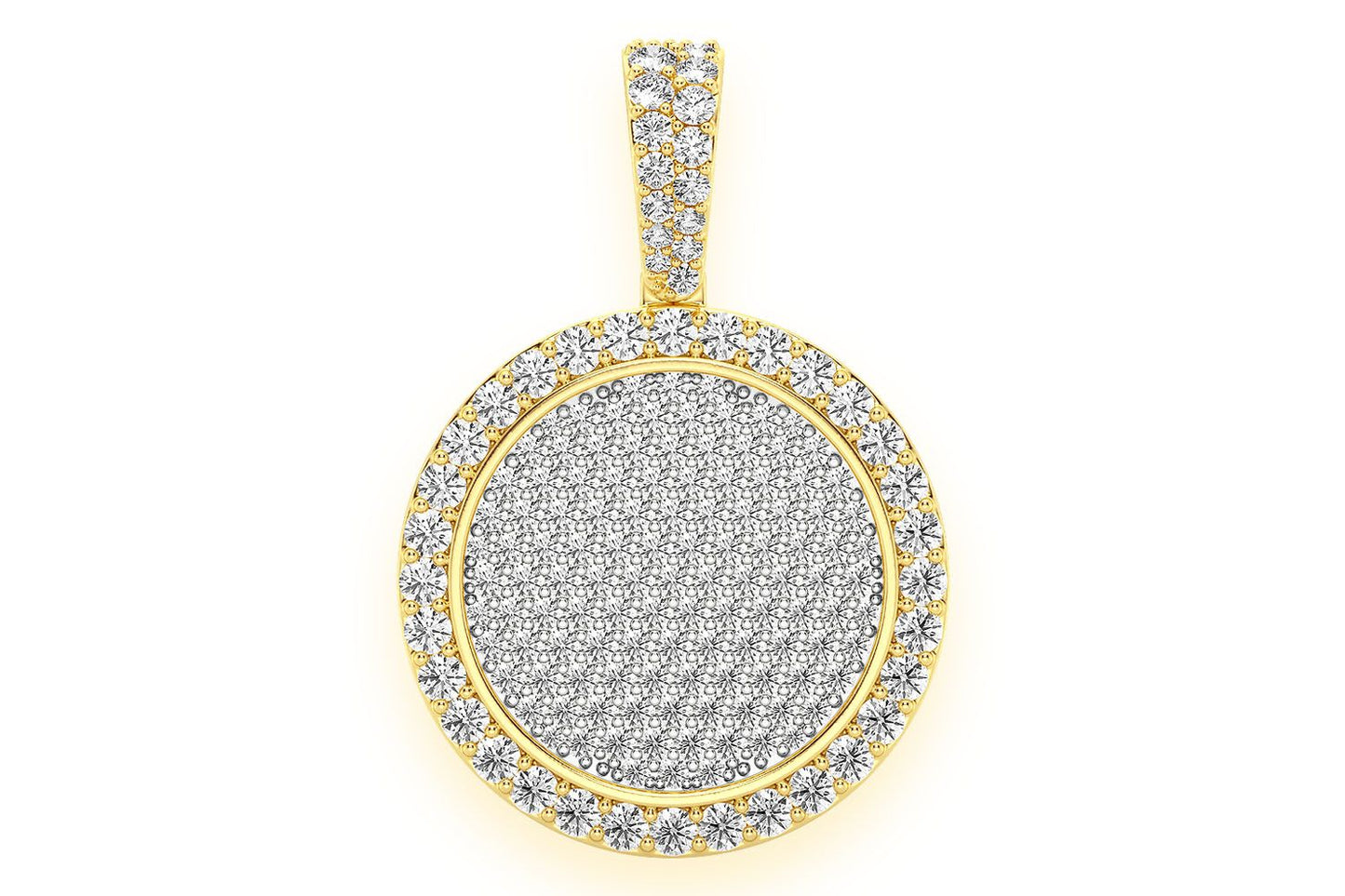 CIRCLE MEDALLION DIAMOND PENDANT 14K SOLID GOLD 2.00CTW