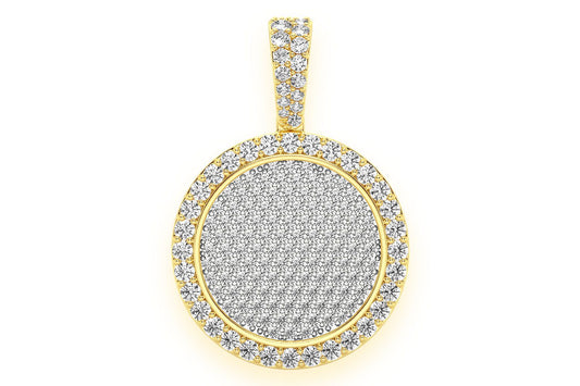 CIRCLE MEDALLION DIAMOND PENDANT 14K SOLID GOLD 2.00CTW