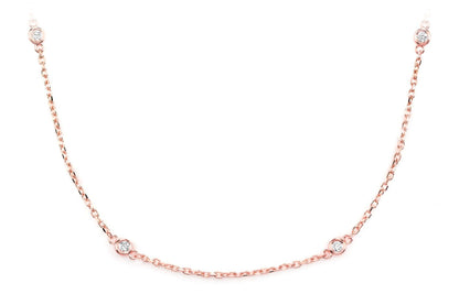 TEN STONE STATION BEZEL DIAMOND NECKLACE 14K SOLID GOLD 0.30CTW