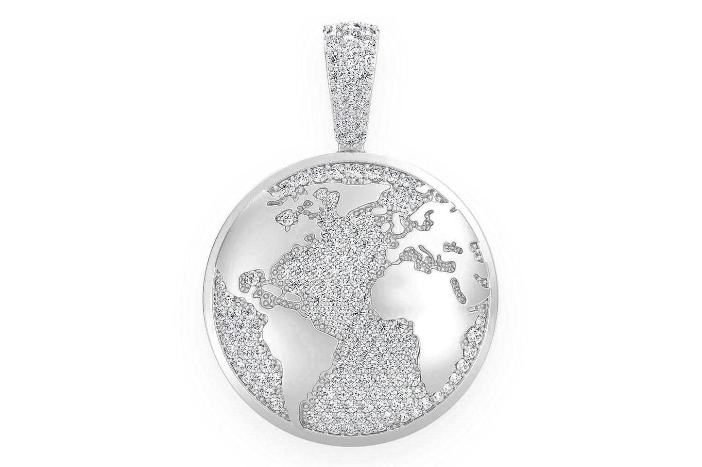 GLOBE DIAMOND PENDANT 14K SOLID GOLD 1.25CTW