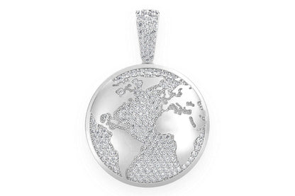 GLOBE DIAMOND PENDANT 14K SOLID GOLD 1.25CTW