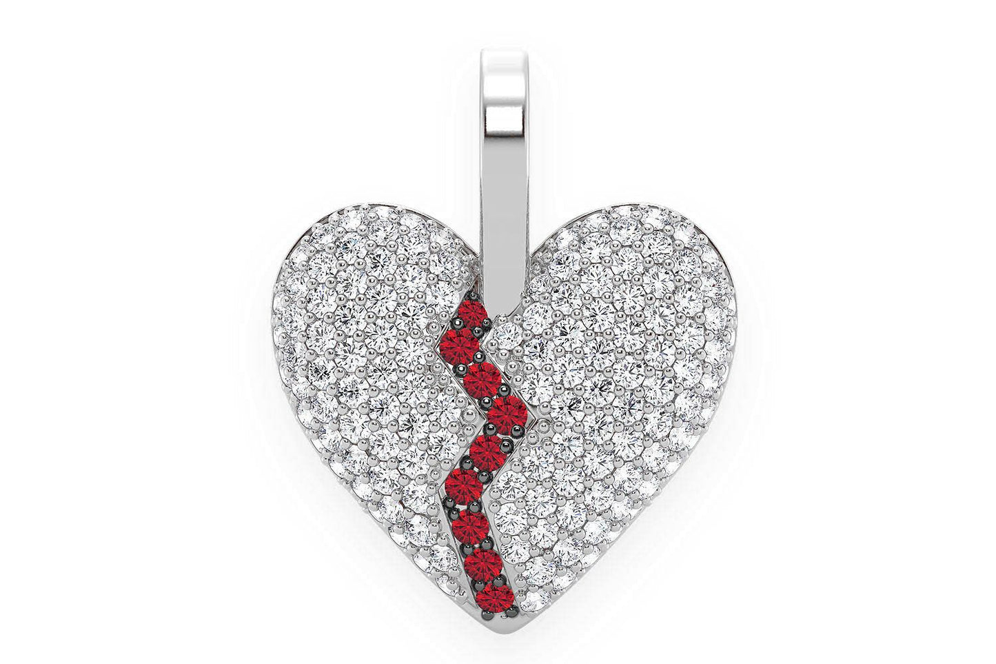 Pandantiv cu diamant „Heartbreaker Broken Heart” din aur masiv de 14K, 0,50 ct