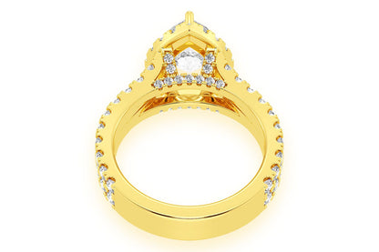SPHINX - 2.00CT PEAR SOLITAIRE - TWO ROW SPLIT SCALLOP - DIAMOND ENGAGEMENT RING